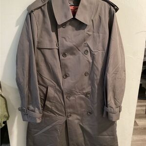 Classic Double-Breasted Trench Coat - Gray